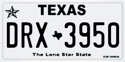 TX license plate DRX3950
