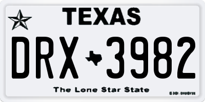 TX license plate DRX3982