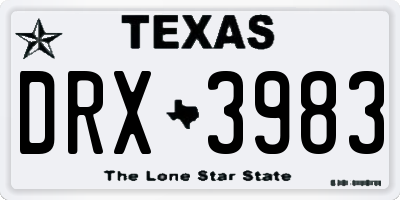 TX license plate DRX3983