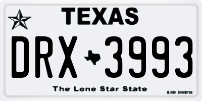 TX license plate DRX3993