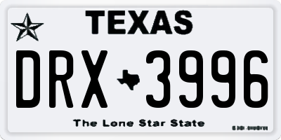 TX license plate DRX3996