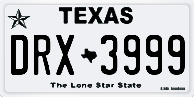 TX license plate DRX3999