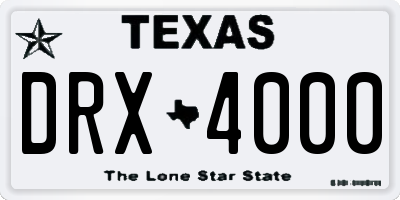 TX license plate DRX4000