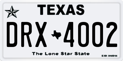 TX license plate DRX4002