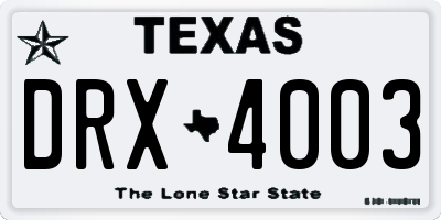 TX license plate DRX4003