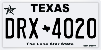 TX license plate DRX4020