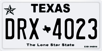 TX license plate DRX4023