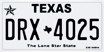 TX license plate DRX4025