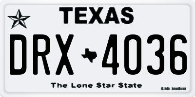 TX license plate DRX4036