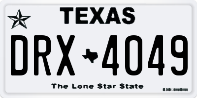 TX license plate DRX4049