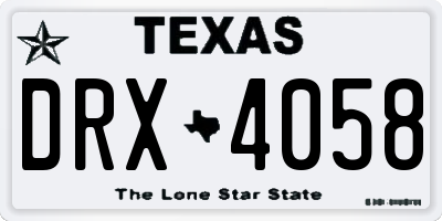 TX license plate DRX4058