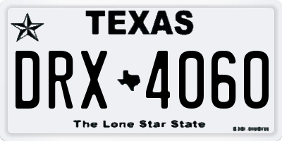 TX license plate DRX4060