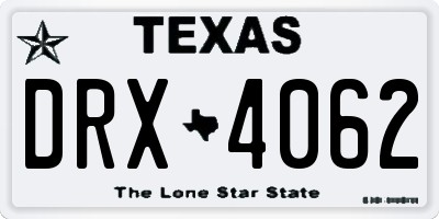 TX license plate DRX4062