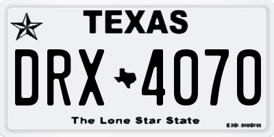 TX license plate DRX4070