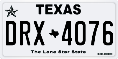 TX license plate DRX4076
