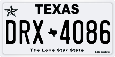 TX license plate DRX4086