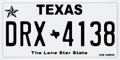 TX license plate DRX4138