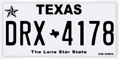 TX license plate DRX4178