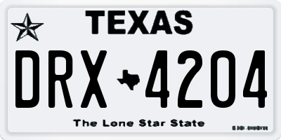 TX license plate DRX4204