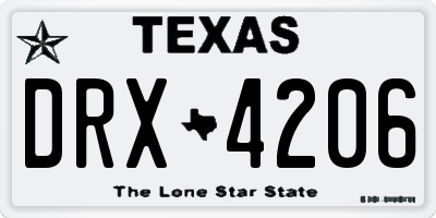 TX license plate DRX4206