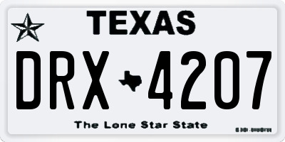 TX license plate DRX4207