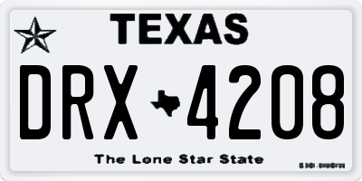 TX license plate DRX4208
