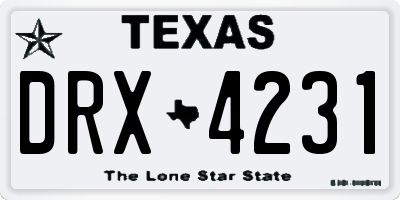 TX license plate DRX4231