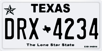 TX license plate DRX4234