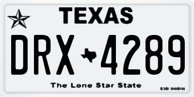 TX license plate DRX4289