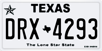 TX license plate DRX4293