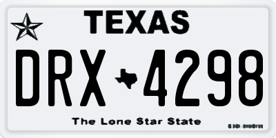 TX license plate DRX4298
