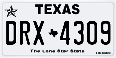 TX license plate DRX4309