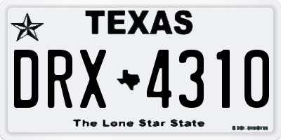 TX license plate DRX4310