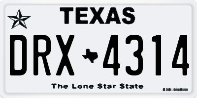 TX license plate DRX4314