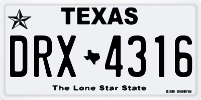 TX license plate DRX4316