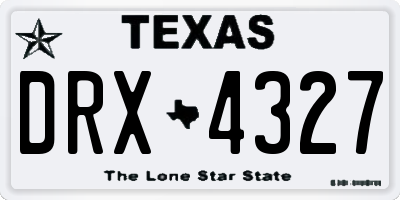 TX license plate DRX4327