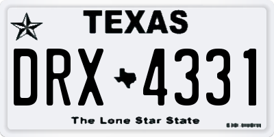TX license plate DRX4331