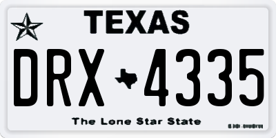 TX license plate DRX4335