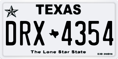 TX license plate DRX4354