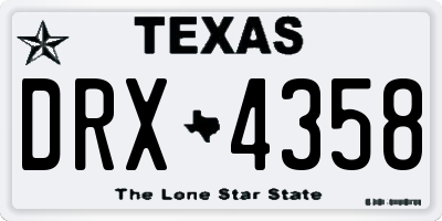 TX license plate DRX4358