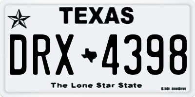 TX license plate DRX4398
