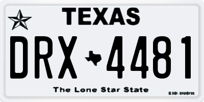 TX license plate DRX4481