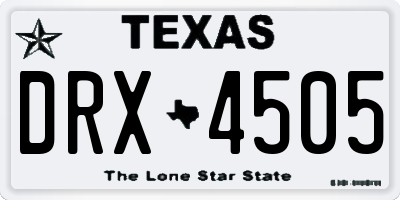 TX license plate DRX4505