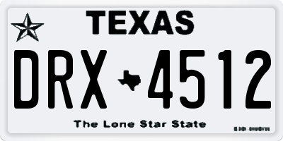 TX license plate DRX4512