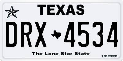 TX license plate DRX4534