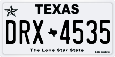 TX license plate DRX4535