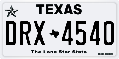 TX license plate DRX4540