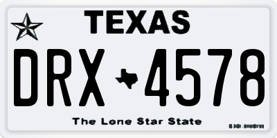 TX license plate DRX4578