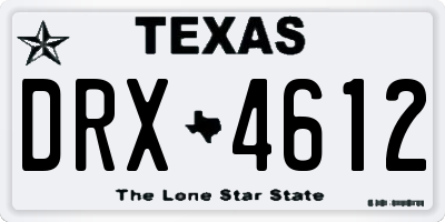 TX license plate DRX4612