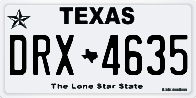 TX license plate DRX4635